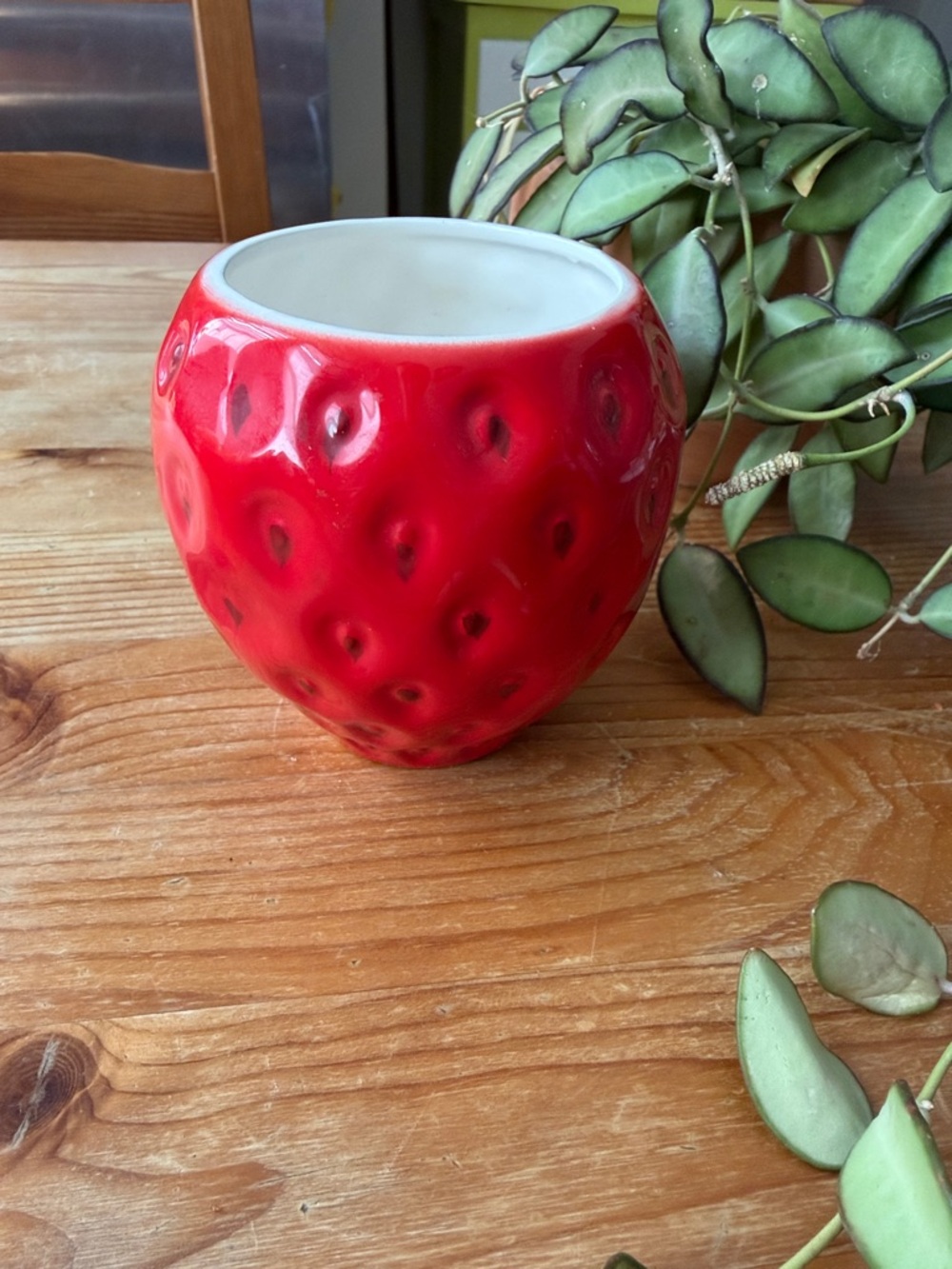 Vintage Red Strawberry Ceramic Planter